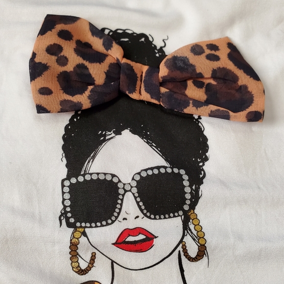 FASHION ICON ☆ LEOPARD FABRIC BOW ☆ GRAPHIC TEE ☆ NWT - Picture 6 of 10